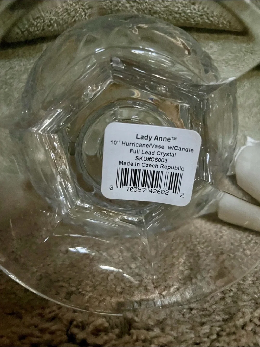 NWT VTG Gorham Lady Anne Crystal Hurricane Candle Holder/Vase w/ Box